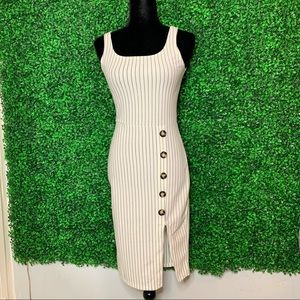 Popular Basics White & Black Stripe Dress